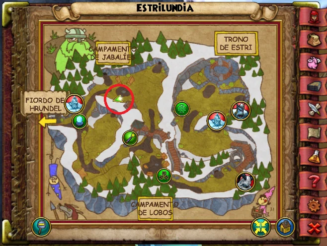 Ubicación de Trog de Estrilundia de Hibernia, Grizzlotopia, de Wizard101 para Wizardeo