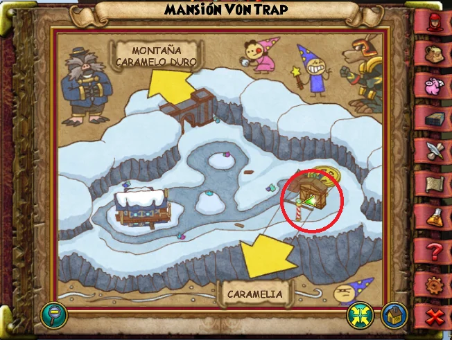 Ubicación de Flor de Cacahuete de Mansión Von Trap de Caramelia de Wizard101 para Wizardeo