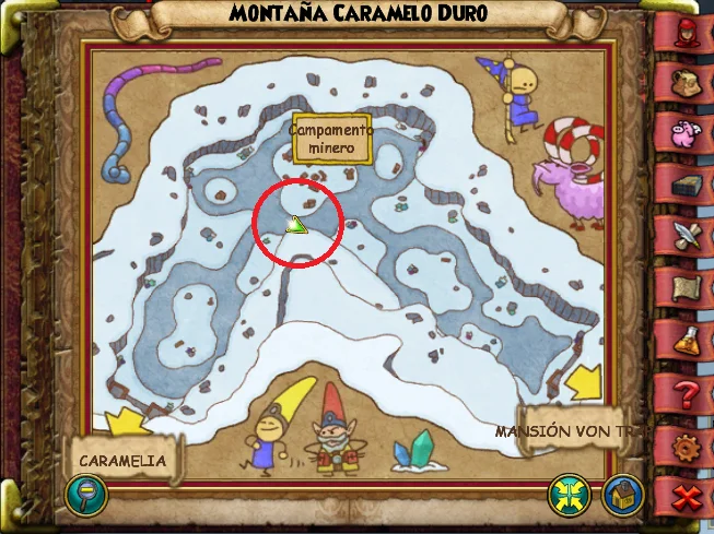 Ubicación de Flor de Cacahuete de Montaña de Caramelo Duro de Caramelia de Wizard101 para Wizardeo