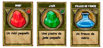 Rubí, jade y frasco de vidrio