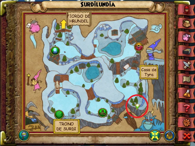 Ubicación de Trog de Surdilundia de Hibernia, Grizzlotopia, de Wizard101 para Wizardeo