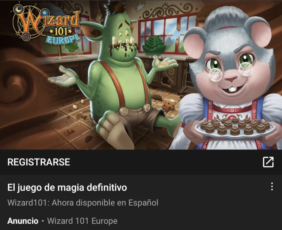 Anuncio de Caramelia de Wizard101 Europe en Youtube